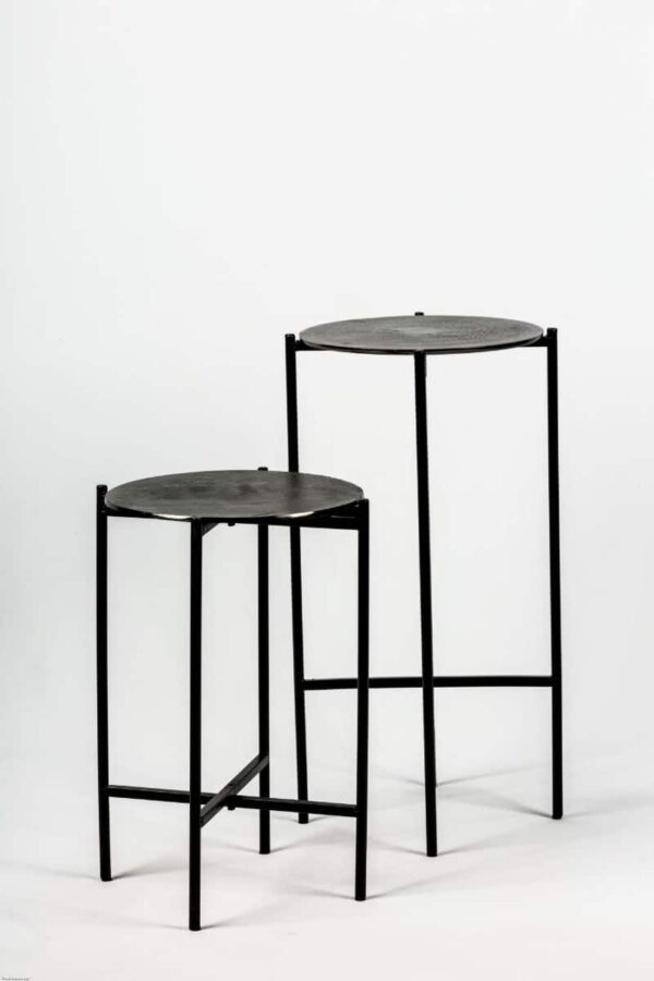 Ref. 1685 Side table round Black set of 2