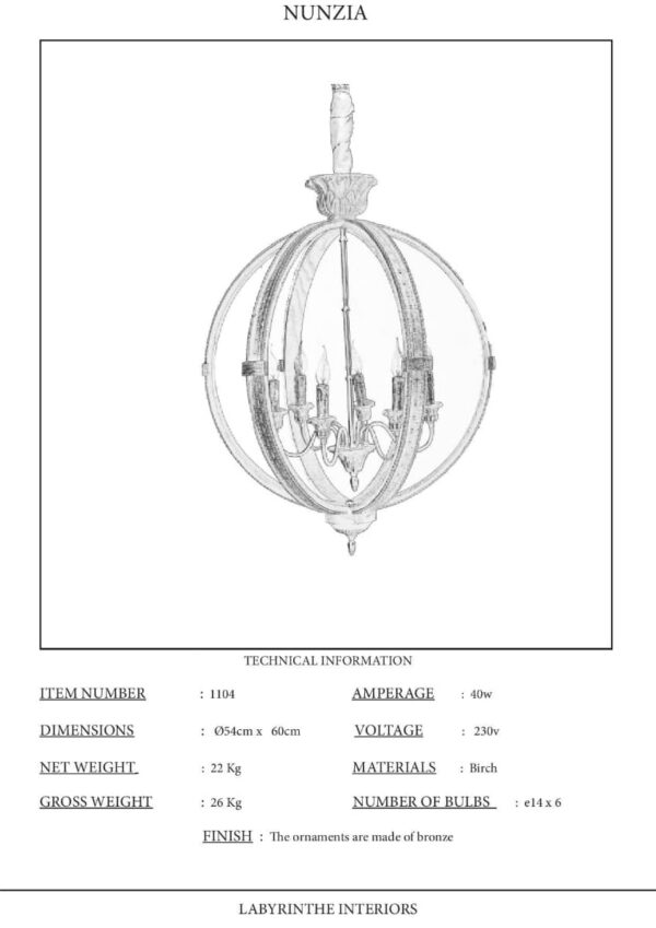 Ref. 1104 - Lanterne ronde Nunzia 73 x 94 - Image 8