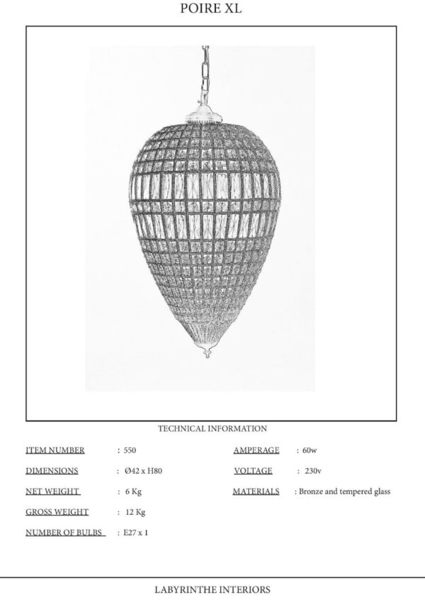 Ref. 550 - Lustre poire XL (44x71) - Image 2