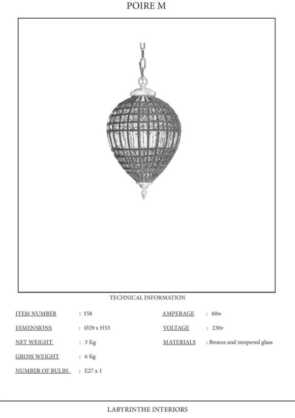 Ref. 158  - Chandelier Pear M (29x50) - Image 6