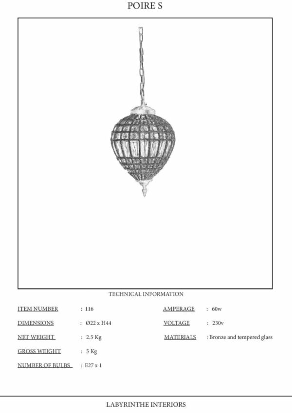 Ref.116 - Lustre poire S (24x42) - Image 6