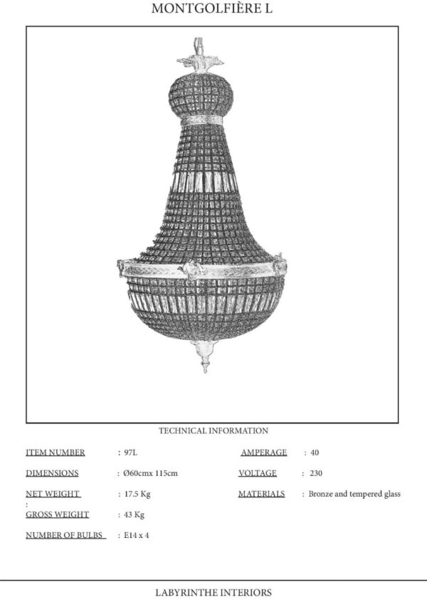 Ref. 97L - Chandelier Montgolfiere (60x115) - Image 7