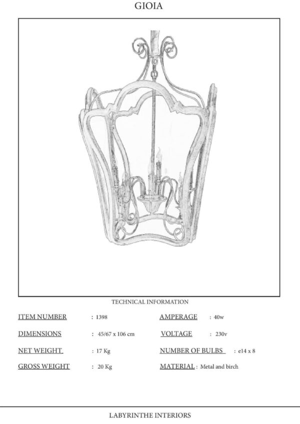 Ref. 1398 - Lanterne en bois Gioia (70x110) - Image 7