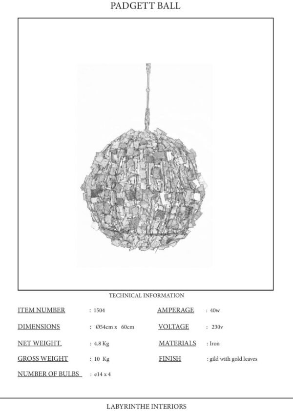 ref. 1506 - Chandelier ball Padgett  M (55x55) - Image 7