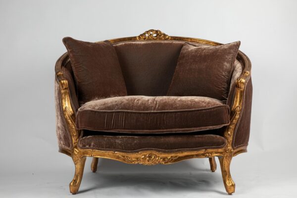 Ref. 2199 - Love Seat -  Taupe - Velours en soie - Image 2