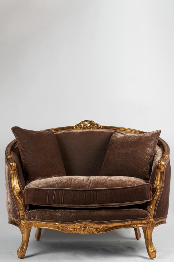 Ref. 2199 - Love Seat -  Taupe - Velours en soie