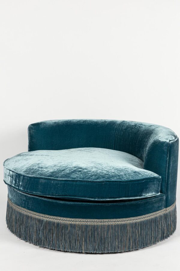 Ref. 2299 - Round Sofa - Blue - Silk velvet