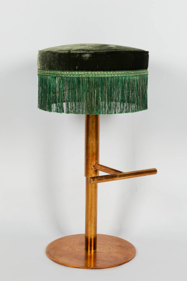 Ref. 2371 - Barstool -  Luna - Green Silk velvet - Adjustable in height