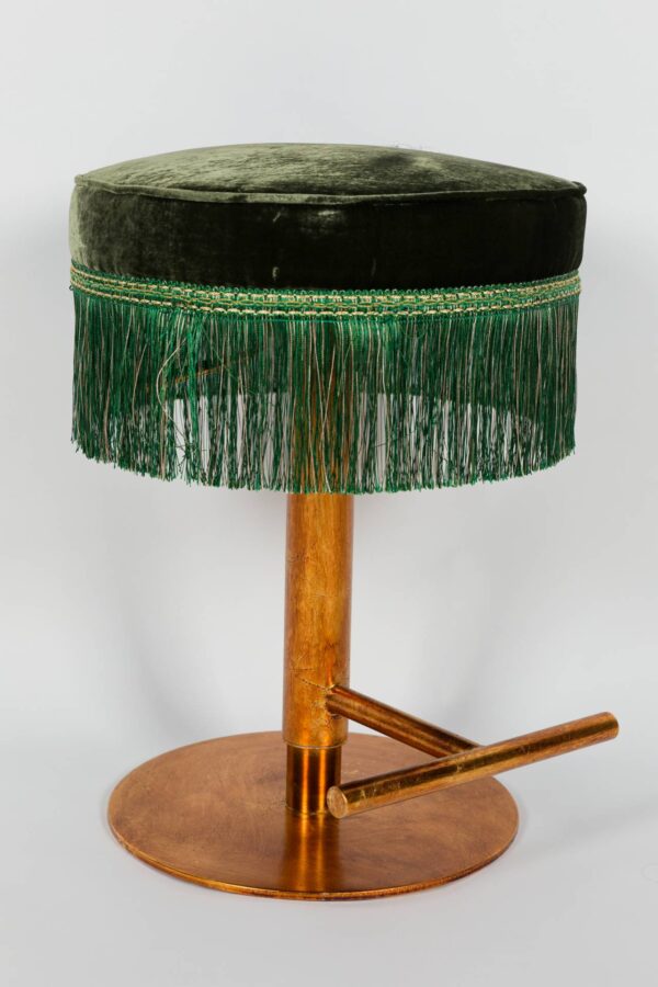 Ref. 2371 - Barstool -  Luna - Green Silk velvet - Adjustable in height - Image 6